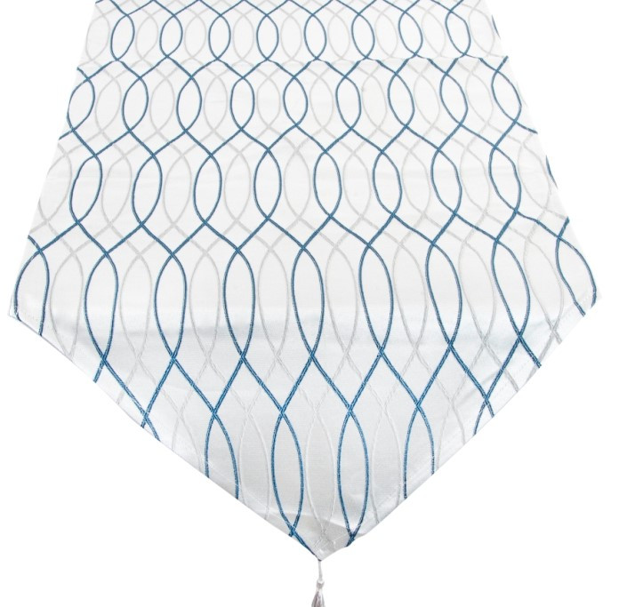 Camino de Mesa Blanco con lineas onduladas. Ideal para colocar en la Mesa y dar un toque Elegante/Original 50X150 cm.-Hogarymas-