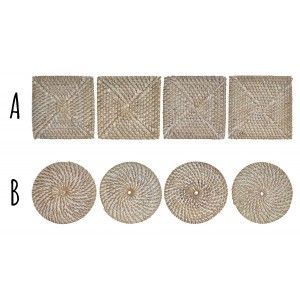 Caboteurs faits dans Tressé avec Support, couleur Blanc et Beige. Design Tropical, avec de style Vintage de la Maison et de la