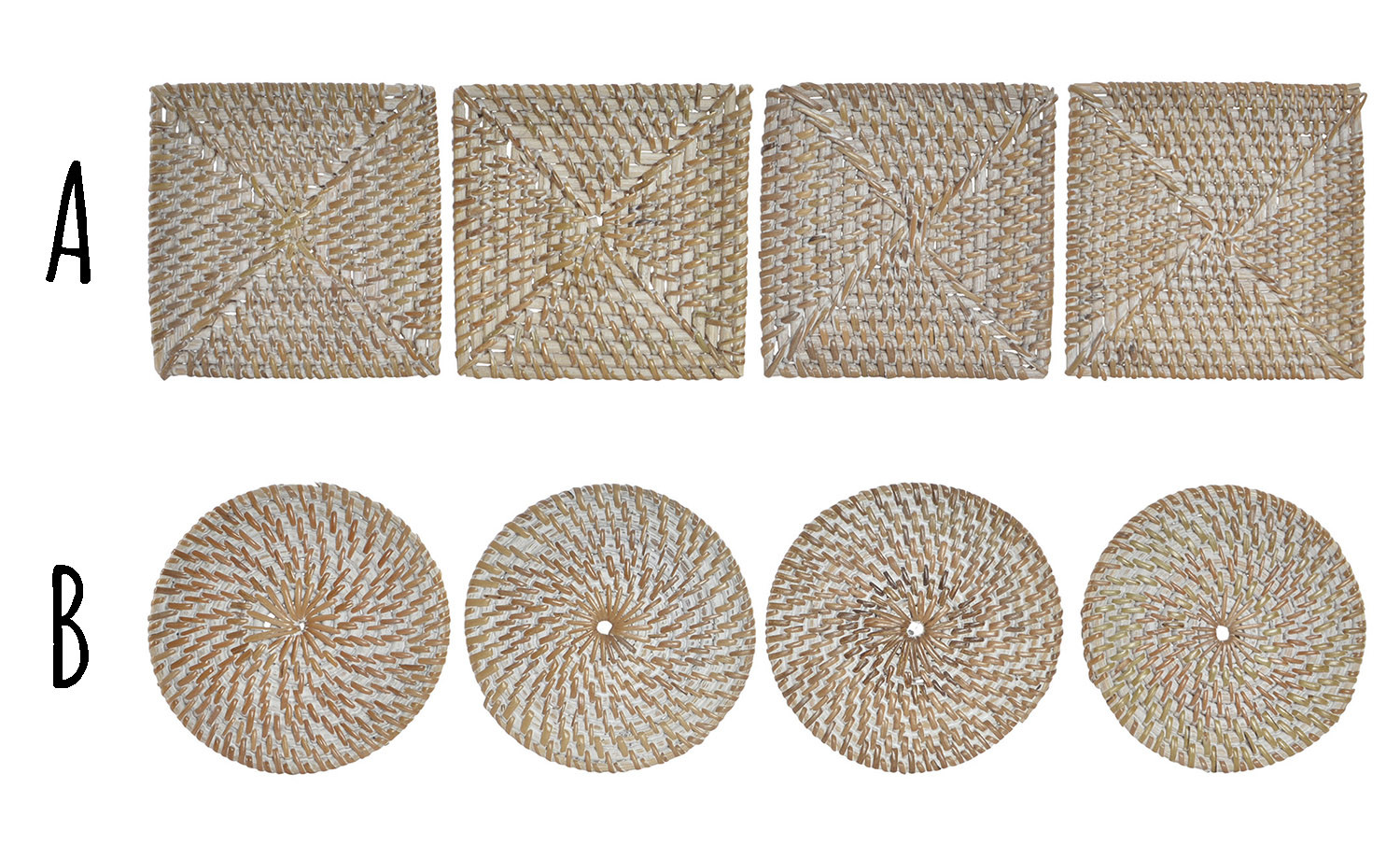 Caboteurs faits dans Tressé avec Support, couleur Blanc et Beige. Design Tropical, avec de style Vintage de la Maison et de la