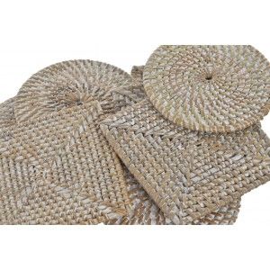 Caboteurs faits dans Tressé avec Support, couleur Blanc et Beige. Design Tropical, avec de style Vintage de la Maison et de la