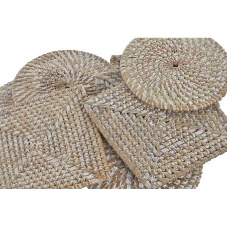 Caboteurs faits dans Tressé avec Support, couleur Blanc et Beige. Design Tropical, avec de style Vintage de la Maison et de la