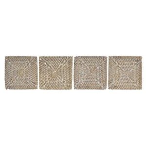 Caboteurs faits dans Tressé avec Support, couleur Blanc et Beige. Design Tropical, avec de style Vintage de la Maison et de la
