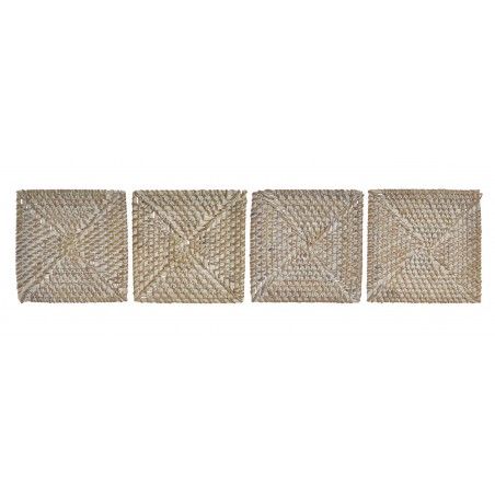 Caboteurs faits dans Tressé avec Support, couleur Blanc et Beige. Design Tropical, avec de style Vintage de la Maison et de la