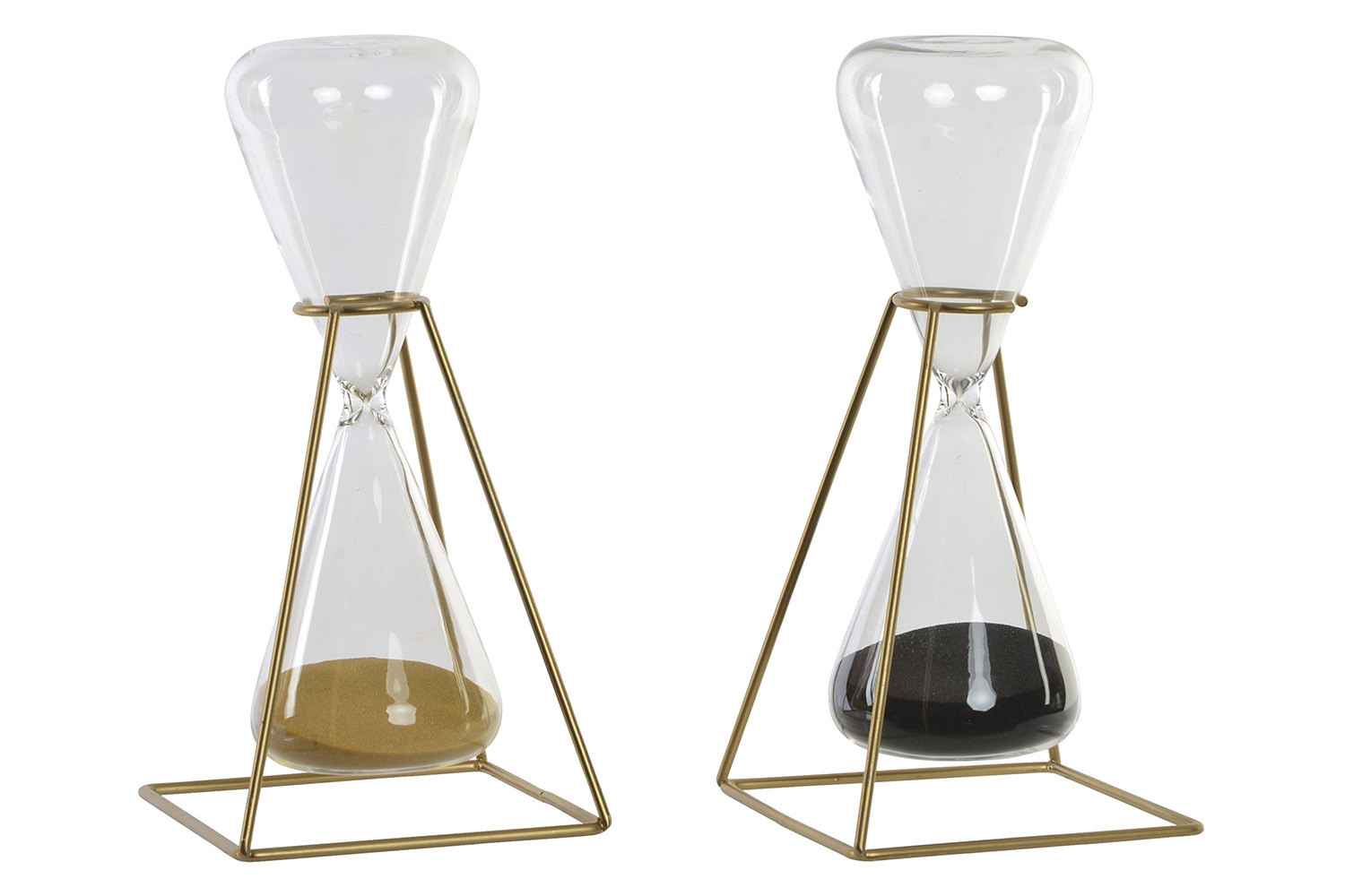 Hourglass made of Glass, with Metal Bracket Gold. Minimalist design, with Modern style - Home and More
