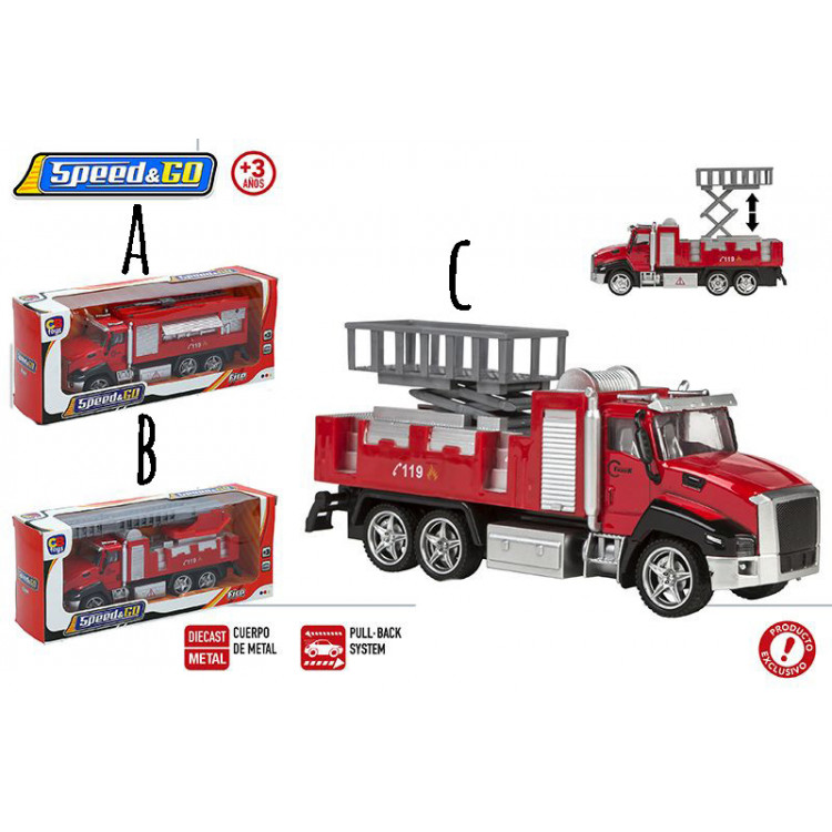 Fire truck Metal, Toy Child. There are 3 Models to choose from Realistic/Original 27X7,5X11,5 cm