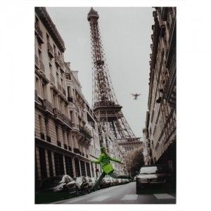 Cuadro madera Paris Torre Eiffel mujer 