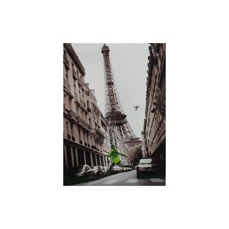 Cuadro madera Paris Torre Eiffel mujer 