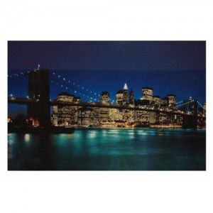 Cuadro en madera de New York anocheciendo 04571