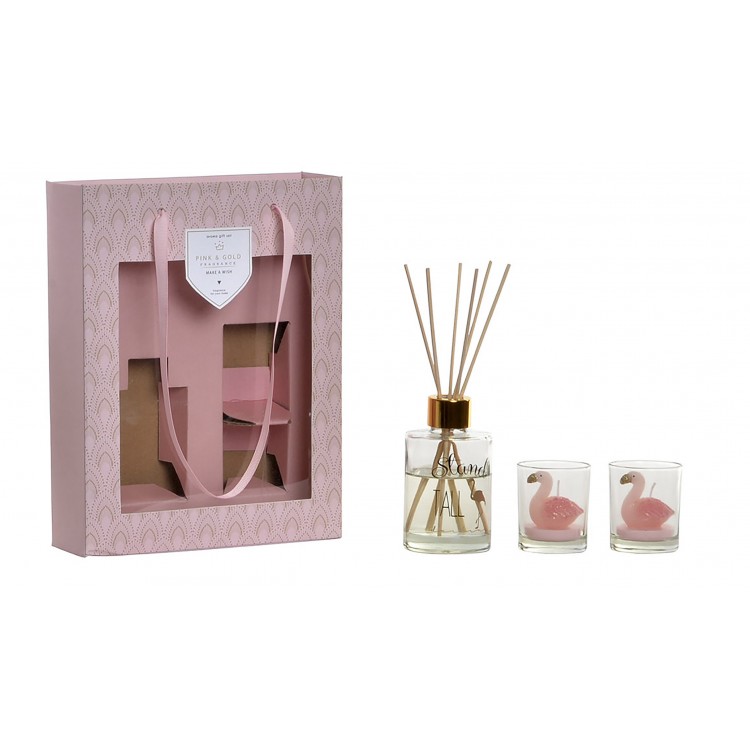 Candle/Diffuser Natural, made in Wax, and Glass. Original design, Modern style. Set of 3 (20cm X 26cm X 6cm) - Home and More