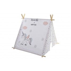 Tipi Blanco, realizado en Algodón y Madera, con Dibujos. Diseño Baby/Kids, con estilo Fantasy (110cm X 106cm) - Hogar y Más