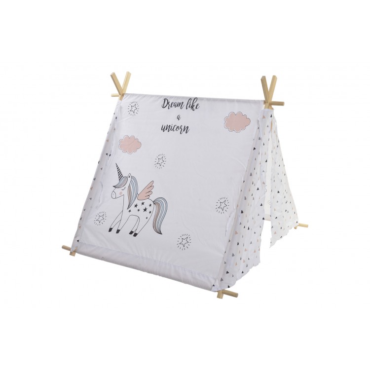 Tipi Blanc, faite de Coton et de Bois, avec des Dessins. La conception de Bébé/Enfants, élégant Fantasy (110 cm X 106 cm) -