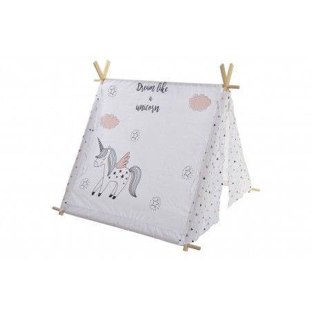 Tipi Blanc, faite de Coton et de Bois, avec des Dessins. La conception de Bébé/Enfants, élégant Fantasy (110 cm X 106 cm) -