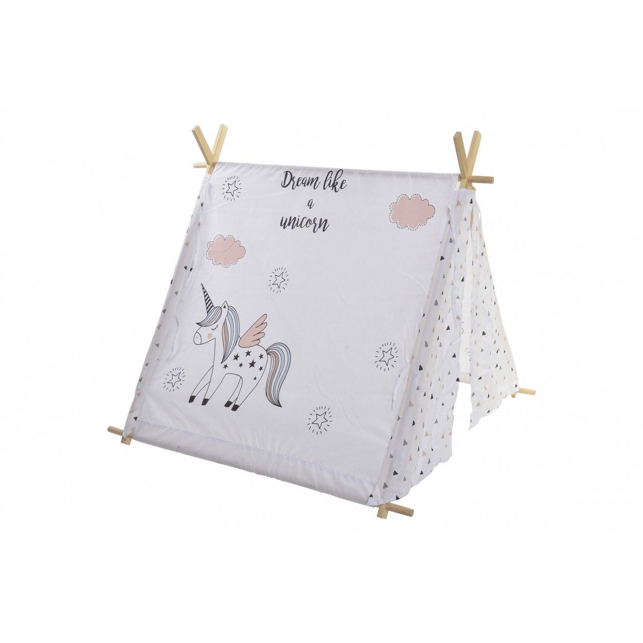 Tipi Blanco, realizado en Algodón y Madera, con Dibujos. Diseño Baby/Kids, con estilo Fantasy (110cm X 106cm) - Hogar y Más