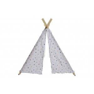 Tipi Blanco, realizado en Algodón y Madera, con Dibujos. Diseño Baby/Kids, con estilo Fantasy (110cm X 106cm) - Hogar y Más