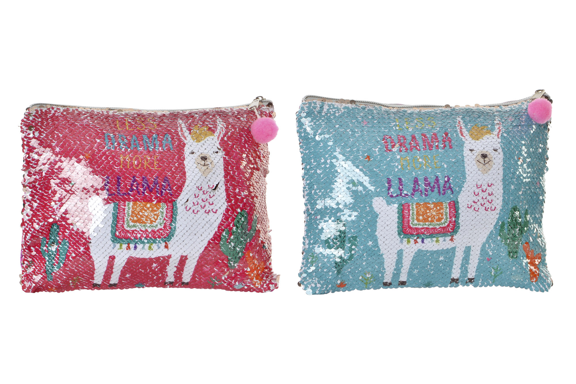 Neceser de Viaje con Lentejuelas Diseño de LLamas, 2 Modelos a elegir. Original/Cute 24X18 cm.-Hogarymas-