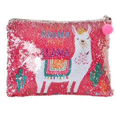 Neceser de Viaje con Lentejuelas Diseño de LLamas, 2 Modelos a elegir. Original/Cute 24X18 cm.-Hogarymas-