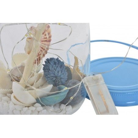 Luminose, decorazioni, fatta in un barattolo di Vetro con Conchiglie e Luci a LED. Design Marine, con uno stile Moderno - Casa
