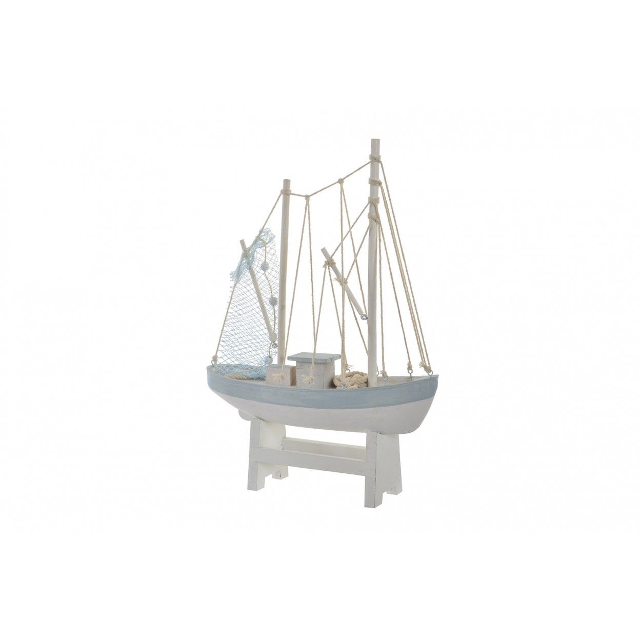 La figura di nave a Vela, in Legno, Bianco e Blu, con finitura angosciata. Design Marine/Vintage - per la Casa e di Più
