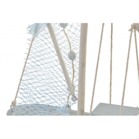 La figura di nave a Vela, in Legno, Bianco e Blu, con finitura angosciata. Design Marine/Vintage - per la Casa e di Più