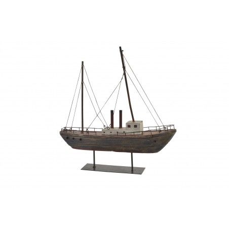 Nave Decorativi in Legno, con una finitura angosciata. Design Marine, stile Vintage 37,5 cm X 39.5 cm X 8,5 cm -Casa e altro