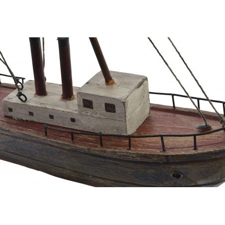 Ship Decorative made in Wood, with a distressed finish. Design Marine, Vintage style 37,5 cm X 39.5 cm X 8.5 cm -Home and More