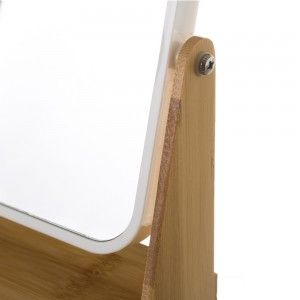 Mirror with Drawer, made in Bamboo, White and Beige, to the Bathroom. Nordic design, with Modern style - Home and More