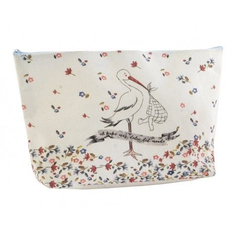 Bag Travel/Makeup of Linen Fabric. 2 Models to choose from, Design Stork with Original Style/Joyful 33X8X21 cm-Hogarymas-