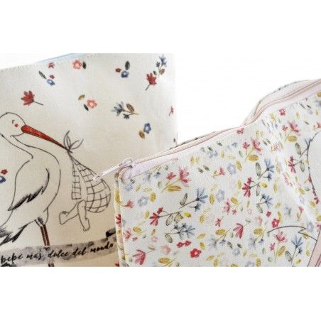 Bag Travel/Makeup of Linen Fabric. 2 Models to choose from, Design Stork with Original Style/Joyful 33X8X21 cm-Hogarymas-