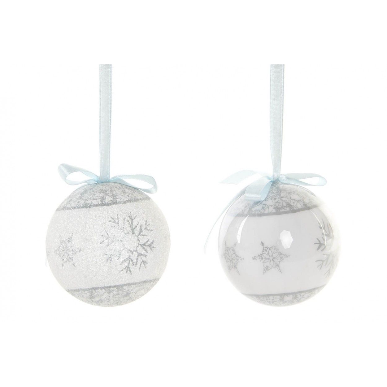 Christmas balls, Silver, Christmas Decorations. Design of Flakes of Snow, with Festive flair. Set of 14 - Home and More