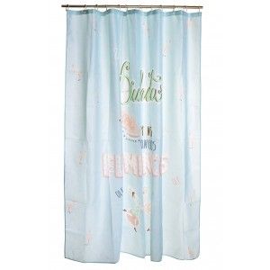 Cortina Baño/Ducha Azul, Estilo Original y Divertido. Con Flamencos 180X200 cm.-Hogarymas-