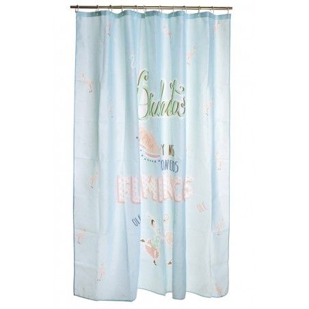 Curtain Bath/Shower Blue, Original Style and Fun. With Flamingos 180X200 cm-Hogarymas-