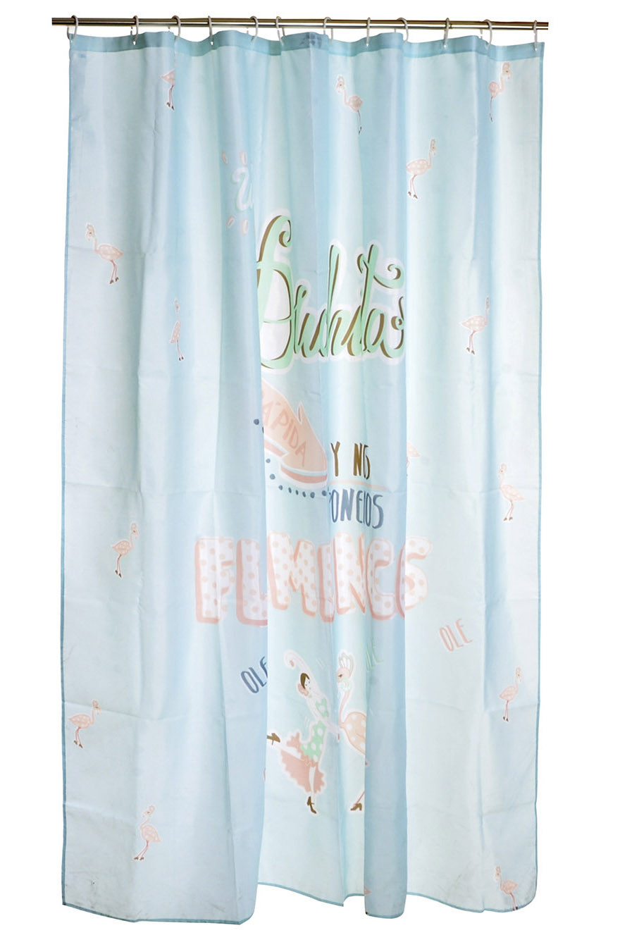 Rideau de salle de Bain/Douche Bleu, un Style Original et Amusant. Avec les Flamants 180X200 cm-Hogarymas-