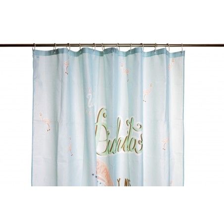 Curtain Bath/Shower Blue, Original Style and Fun. With Flamingos 180X200 cm-Hogarymas-