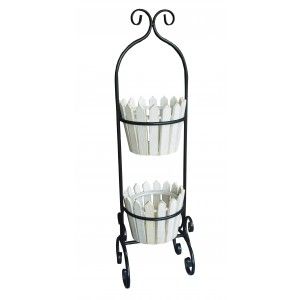 Fioriera Decorativa Bianco Verticale in Legno Naturale, Ideale per Interno o Esterno. Decorativi/Originale 80x22,5x21cm