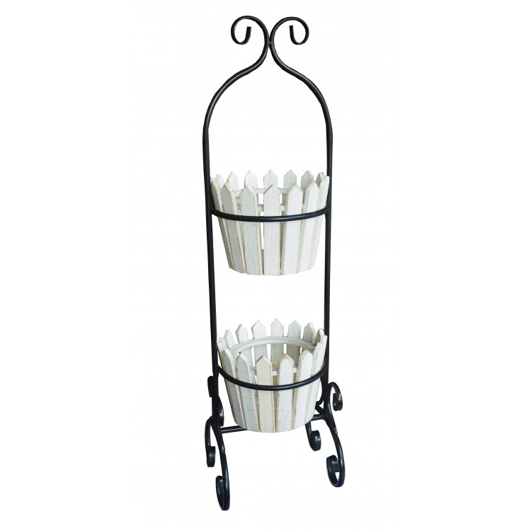 Jardinière Décorative Blanc Vertical en Bois Naturel, Idéal pour l'Extérieur ou l'Intérieur. Décoratif/Original 80x22,5x21cm