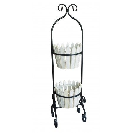 Jardinière Décorative Blanc Vertical en Bois Naturel, Idéal pour l'Extérieur ou l'Intérieur. Décoratif/Original 80x22,5x21cm