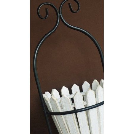 Jardinière Décorative Blanc Vertical en Bois Naturel, Idéal pour l'Extérieur ou l'Intérieur. Décoratif/Original 80x22,5x21cm