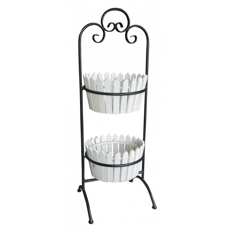 Jardinière Décorative Blanc Vertical en Bois Naturel, Idéal pour l'Extérieur ou l'Intérieur. Décoratif/Original 90x27,5x27 cm