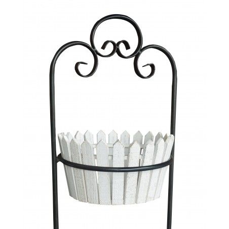 Jardinière Décorative Blanc Vertical en Bois Naturel, Idéal pour l'Extérieur ou l'Intérieur. Décoratif/Original 90x27,5x27 cm