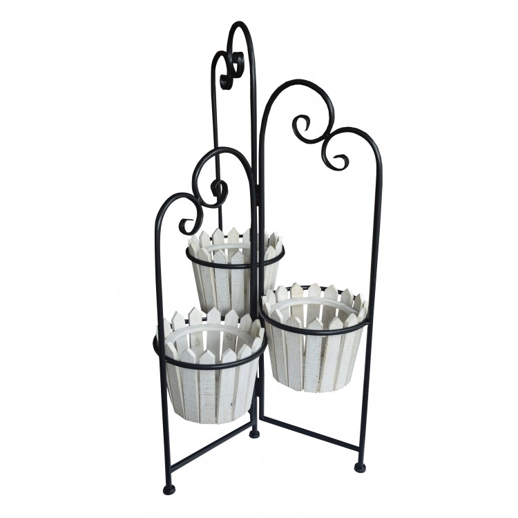 Jardinière Décorative Blanc Vertical en Bois Naturel, Idéal pour l'Extérieur ou l'Intérieur. Vintage/Original 80x45cm
