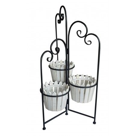 Jardinière Décorative Blanc Vertical en Bois Naturel, Idéal pour l'Extérieur ou l'Intérieur. Vintage/Original 80x45cm