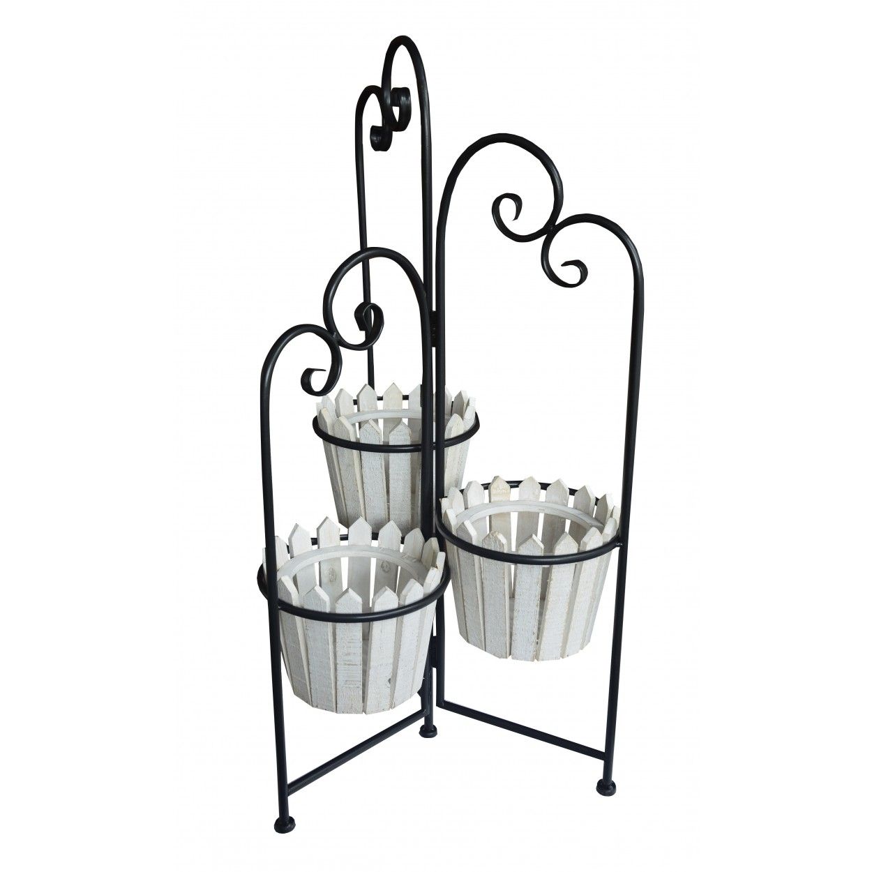 Jardinière Décorative Blanc Vertical en Bois Naturel, Idéal pour l'Extérieur ou l'Intérieur. Vintage/Original 80x45cm