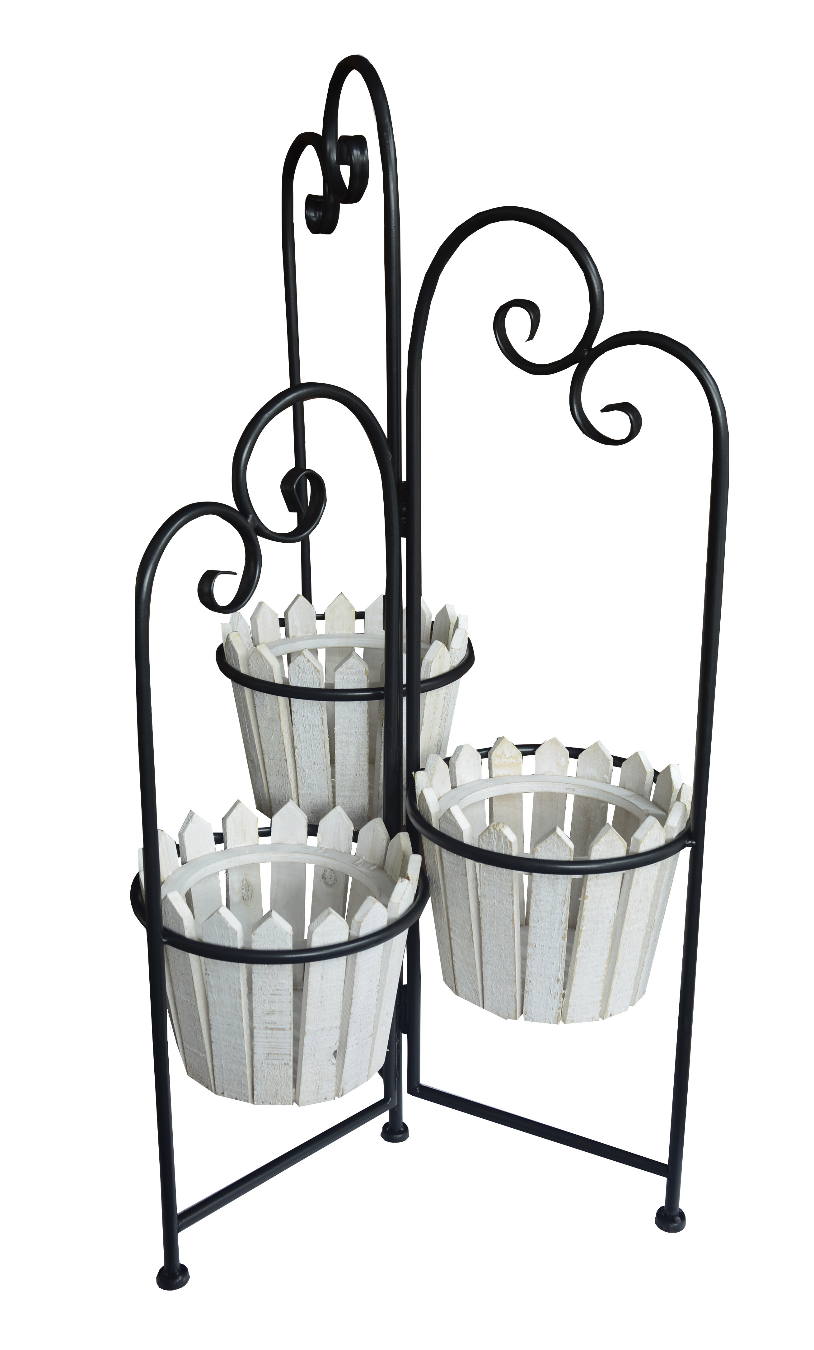 Jardinière Décorative Blanc Vertical en Bois Naturel, Idéal pour l'Extérieur ou l'Intérieur. Vintage/Original 80x45cm