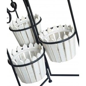 Jardinière Décorative Blanc Vertical en Bois Naturel, Idéal pour l'Extérieur ou l'Intérieur. Vintage/Original 80x45cm