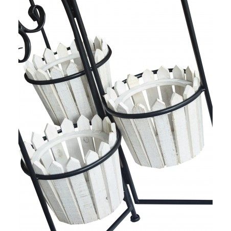 Jardinière Décorative Blanc Vertical en Bois Naturel, Idéal pour l'Extérieur ou l'Intérieur. Vintage/Original 80x45cm