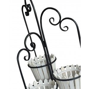 Jardinière Décorative Blanc Vertical en Bois Naturel, Idéal pour l'Extérieur ou l'Intérieur. Vintage/Original 80x45cm
