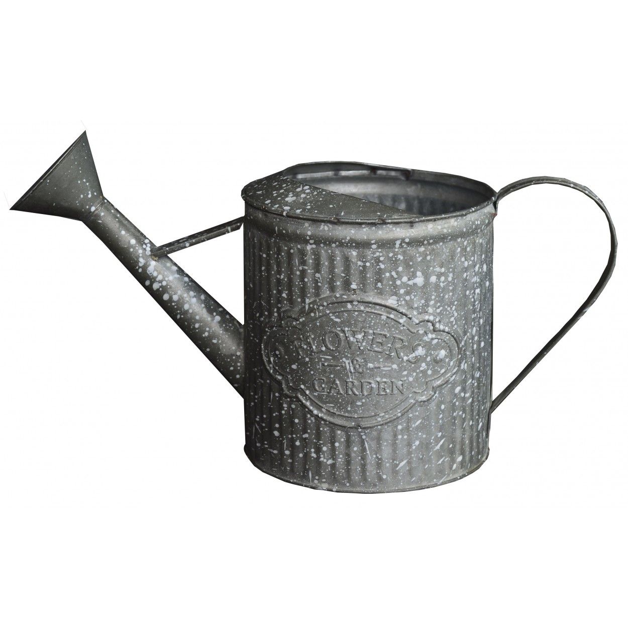 Planteur boîte Décorative Vintage en Métal Gris avec des "Gouttes de Peinture" pour Intérieur/Extérieur. Sous la forme d'une