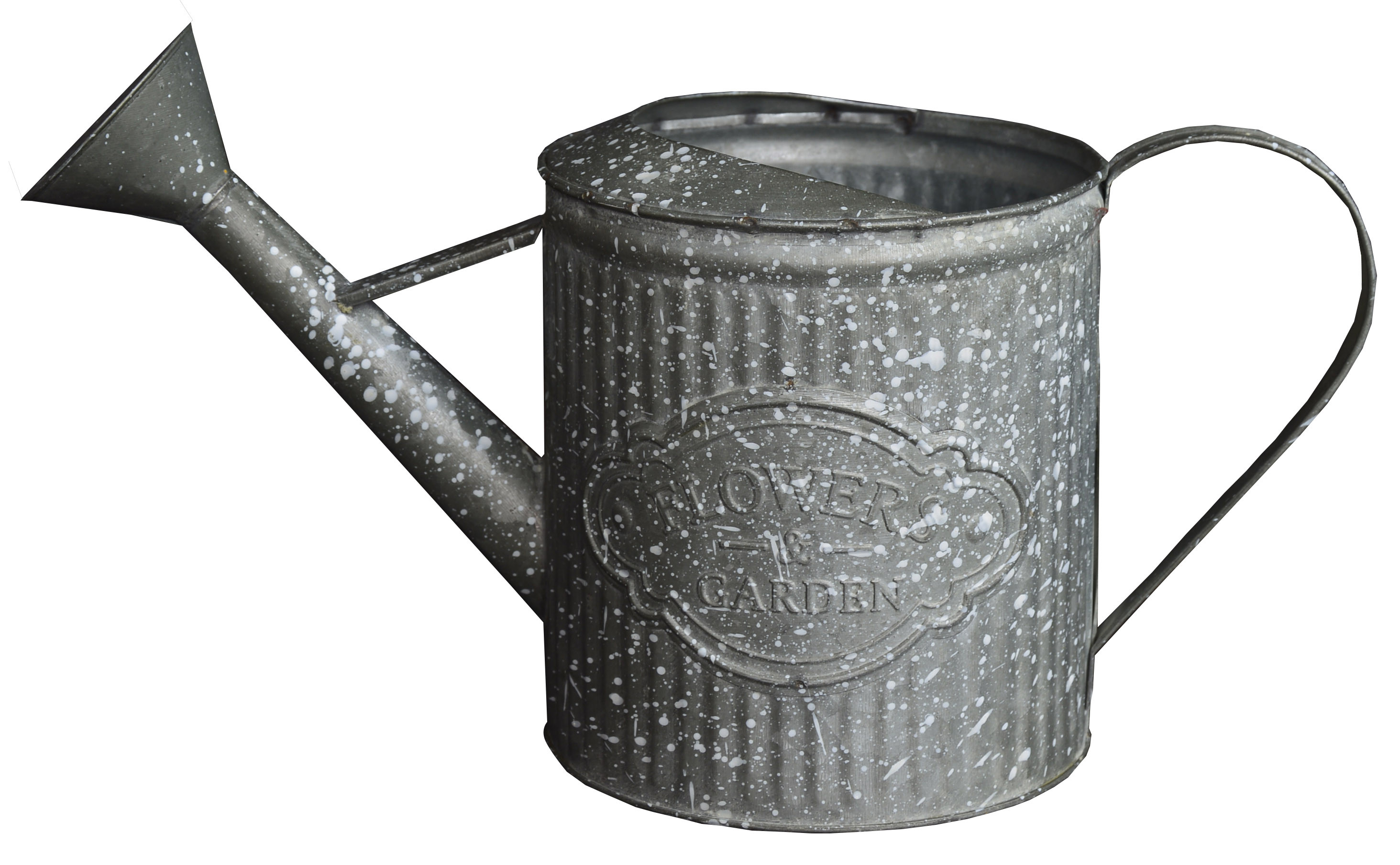 Planteur boîte Décorative Vintage en Métal Gris avec des "Gouttes de Peinture" pour Intérieur/Extérieur. Sous la forme d'une
