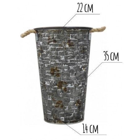 Vase from Metal with Handles metallic gray with worn effect design Rustic. Home and More.