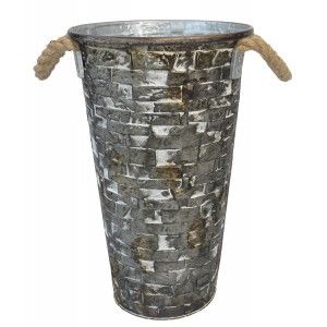 Vase en Métal avec Poignées métalliques gris avec effet usé design Rustique. La maison et Plus.